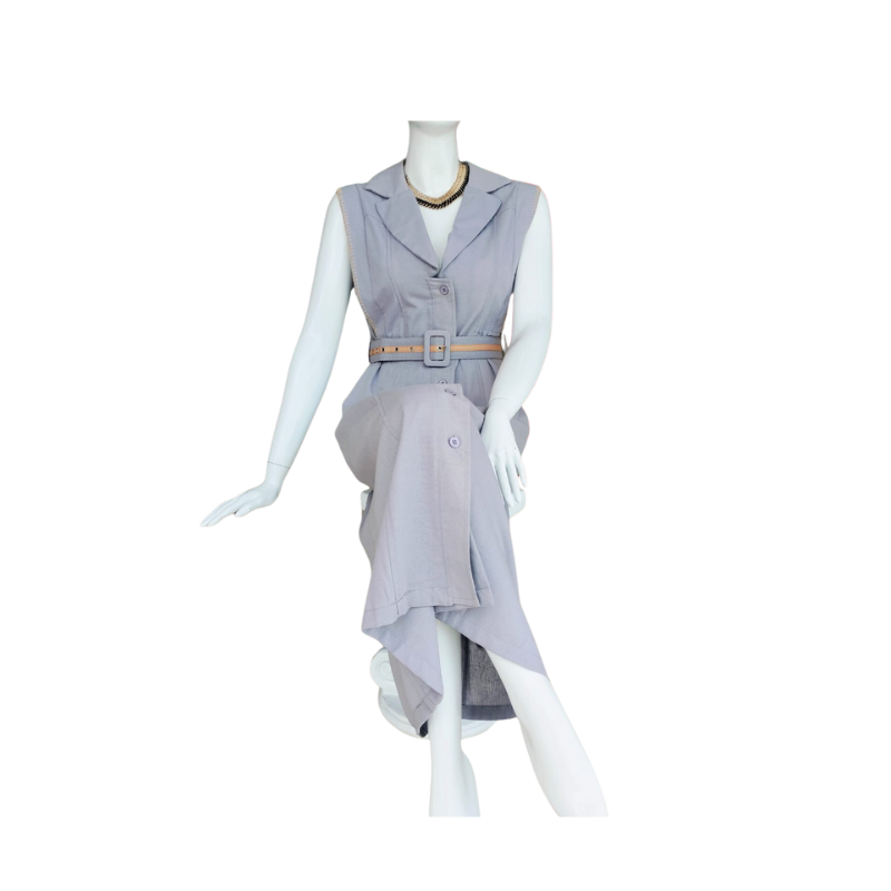 Vestido Con Cinto de Botones